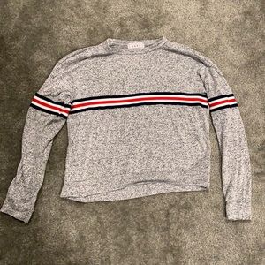Cropped knitted striped sweatshirt